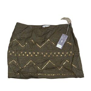 Jennifer Lopez Embellished Mini Skirt Womens Size 8 Sequined Forest Ivy Green